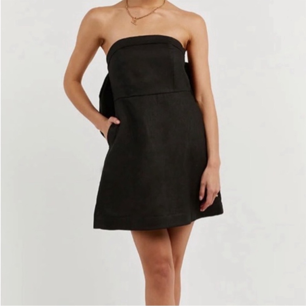 DISSH linen back bow mini dress